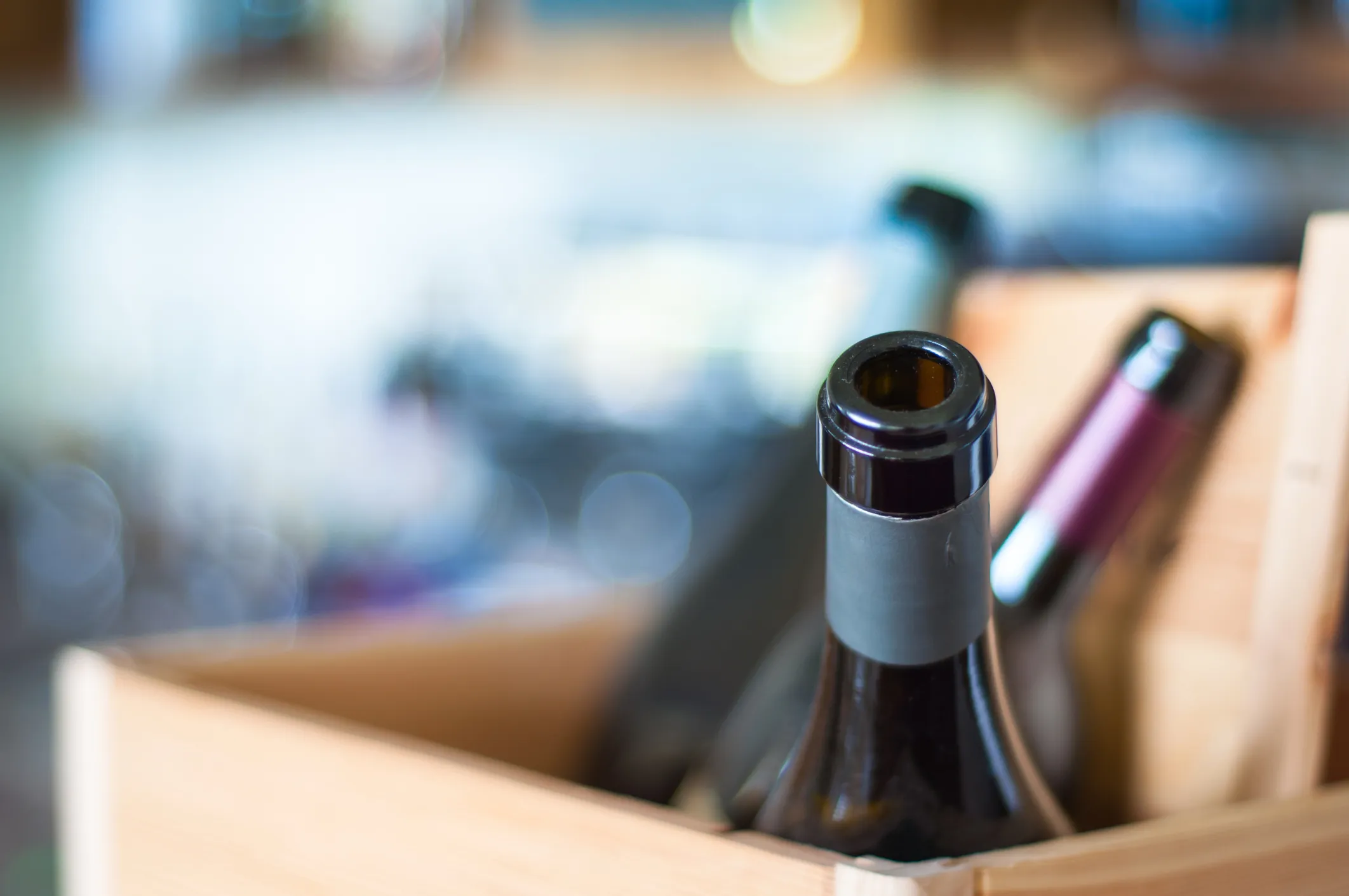 Wine bottle in a box