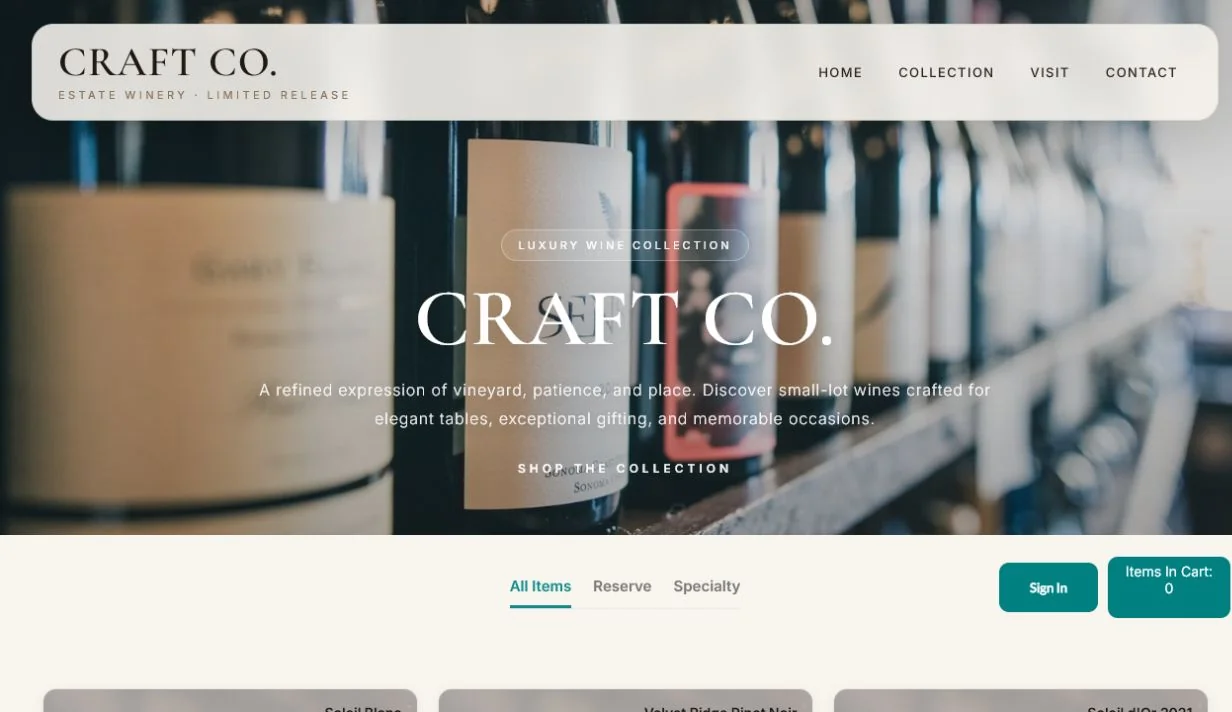 Branded online wine store built with QUALO eCommerce