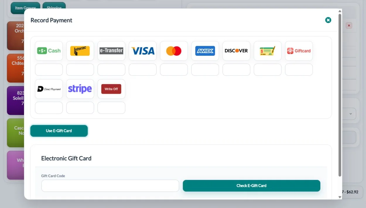Taking payment with an electronic gift card in QUALO POS